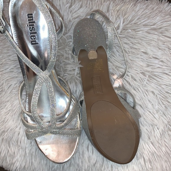 Unlisted Platform Stiletto Heels Silver Sparkle Strappy Shoes Woman’s 9.5 - Picture 11 of 14
